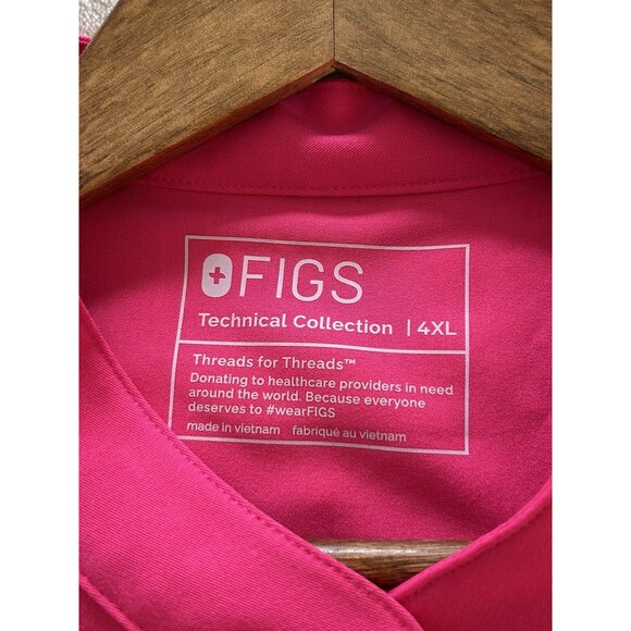 Figs Womens Scrub Top 4XL Plus Oversized Mandarin Collar Pink Fuschia Rafaela - Picture 11 of 12